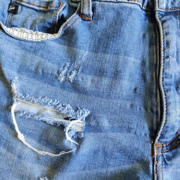 KanCan cuffed high waisted ripped denim shorts 28 - Picture 10 of 10